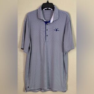 Greyson Saranac Mens Feeder Stripe Golf Polo Shirt XL Blue Purple